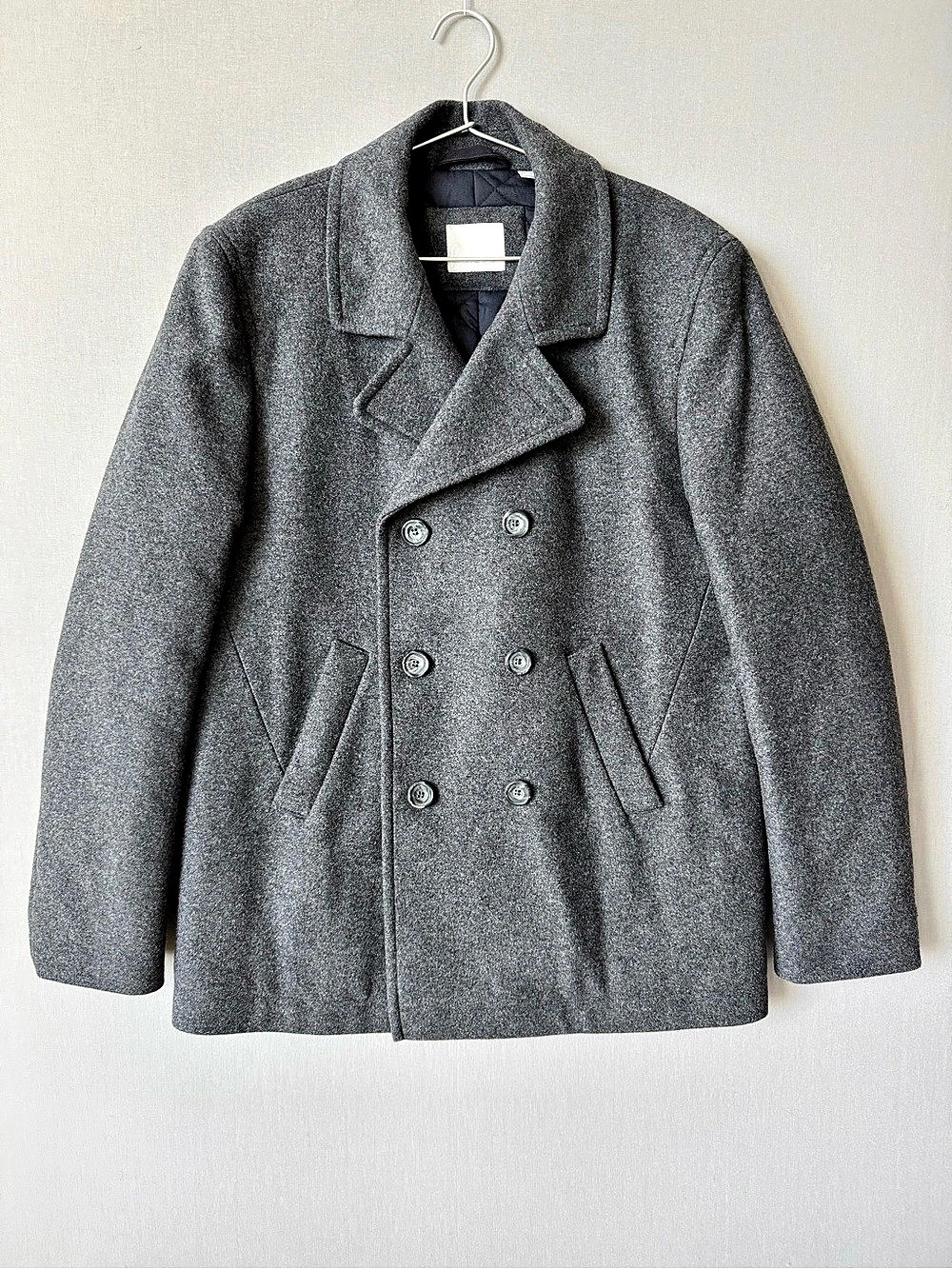 Boden Gray Wool Pea Coat with Quilted Lining - Very Warm - Like New